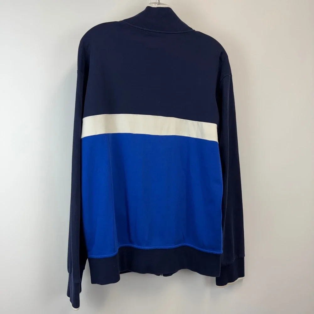 Polo Ralph Lauren Mens Full Zip Track Jacket Navy Blue White Colorblock Large